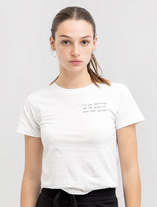 SCRIPT white baby tee