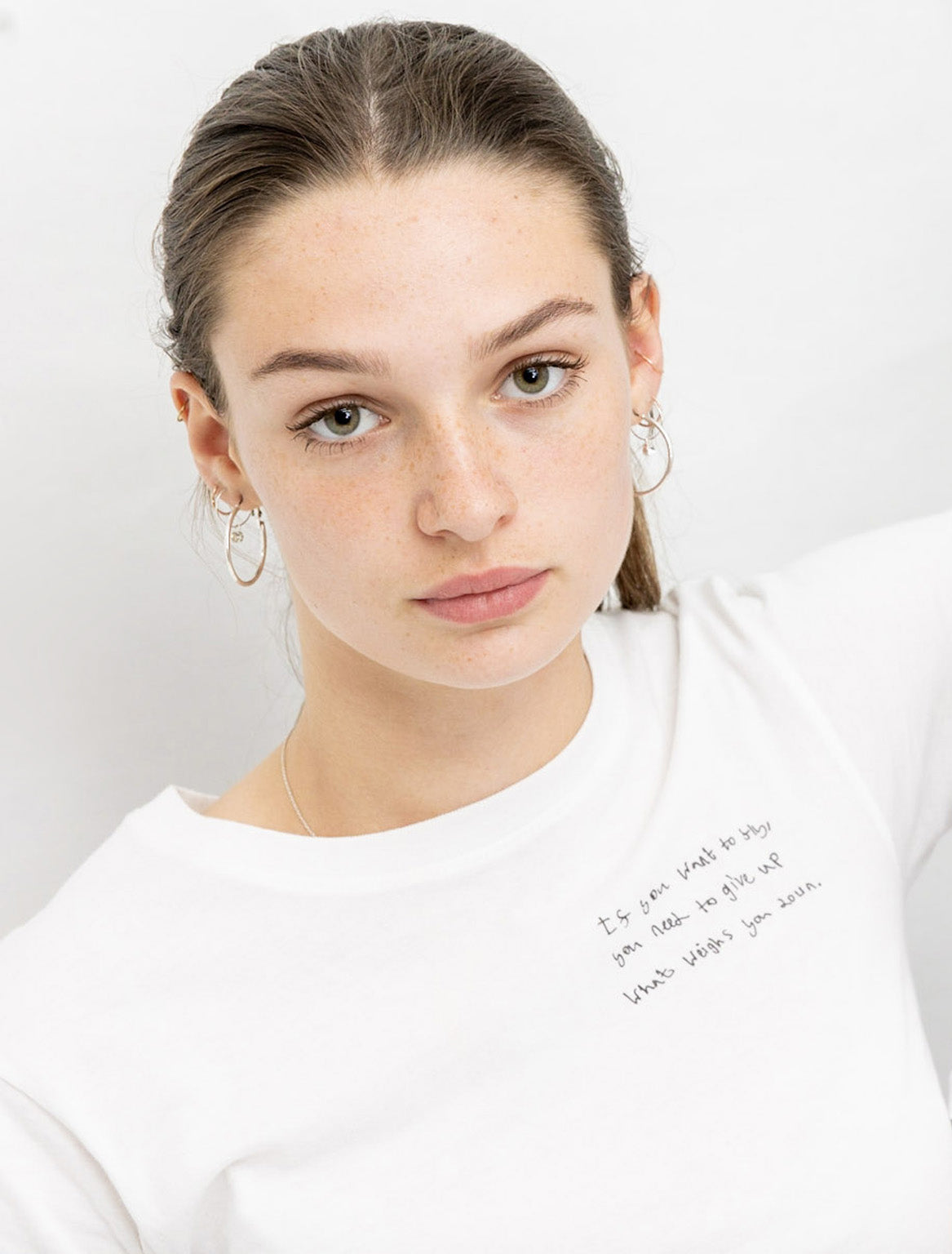 SCRIPT white baby tee