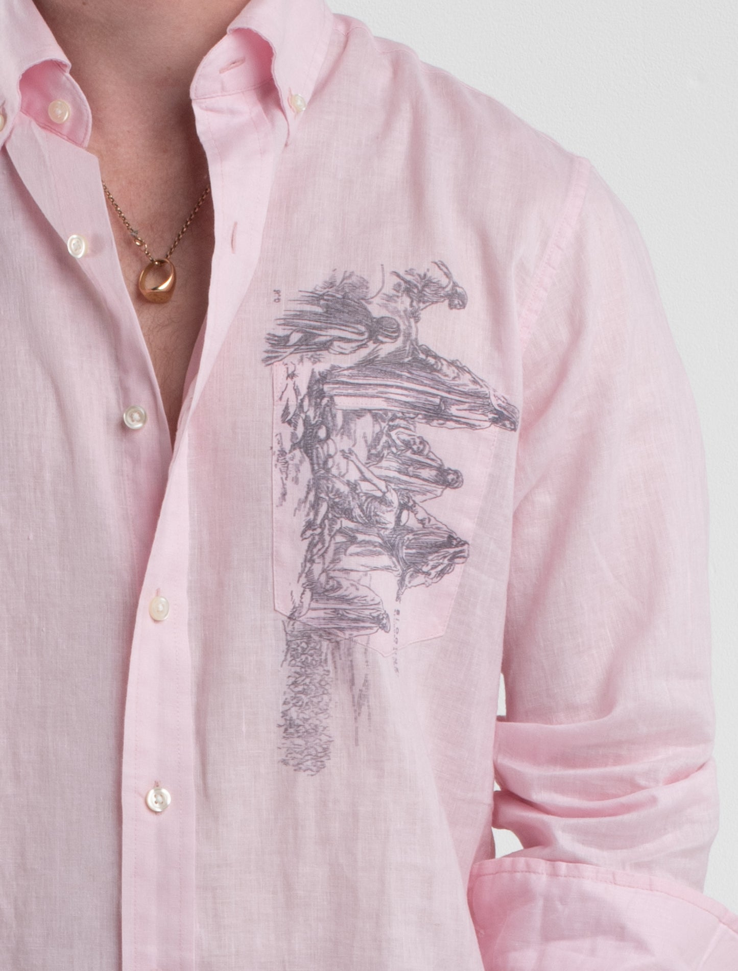 FIVE LOAVES pink linen shirt